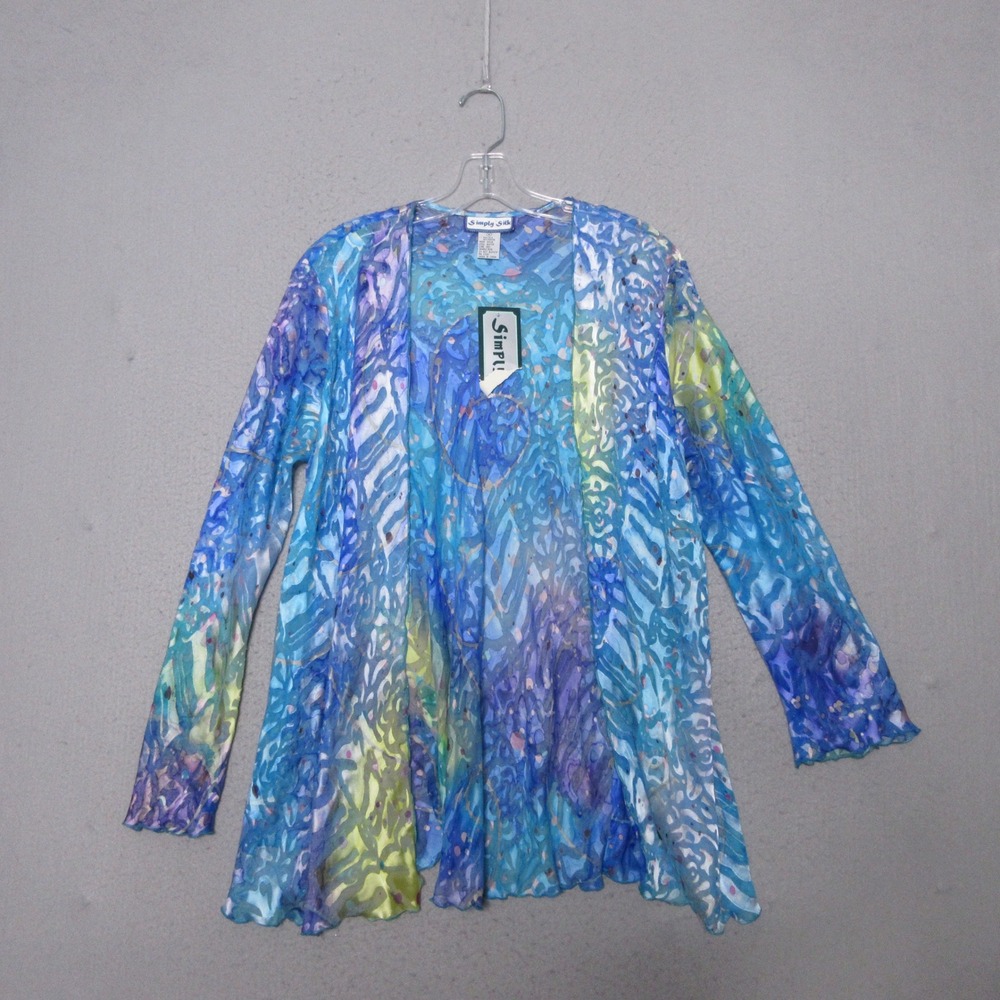 Simply Silk Kimono Top Watercolor Fairy Artsy Etheral Silk Y2K Coquette Boho NWT